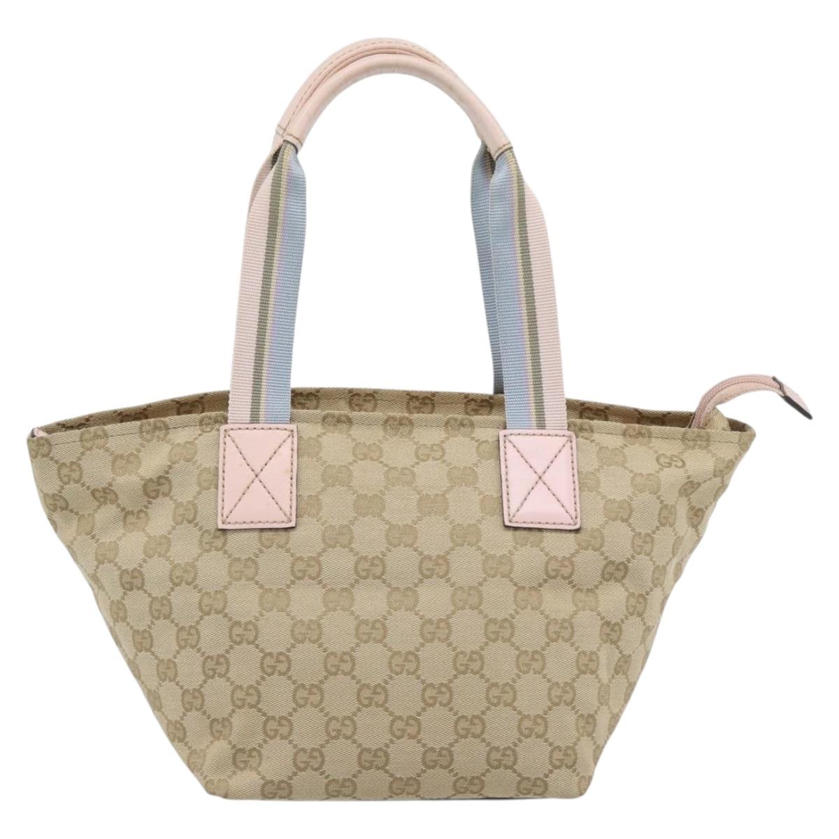 GUCCI GG Canvas Hand Bag Beige Gold 131228 Auth 186594