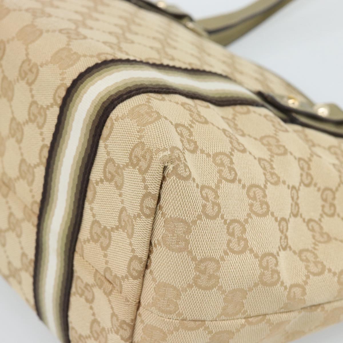 GUCCI GG Canvas Sherry Line Hand Bag Beige Gold 137396 Auth 186595