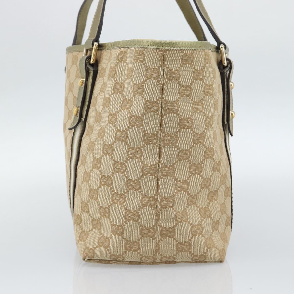 GUCCI GG Canvas Sherry Line Hand Bag Beige Gold 137396 Auth 186595