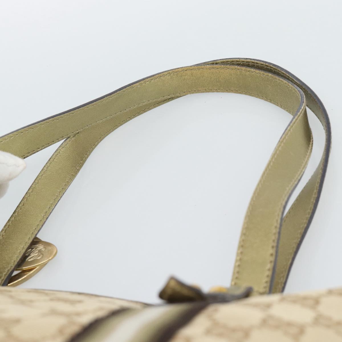 GUCCI GG Canvas Sherry Line Hand Bag Beige Gold 137396 Auth 186595