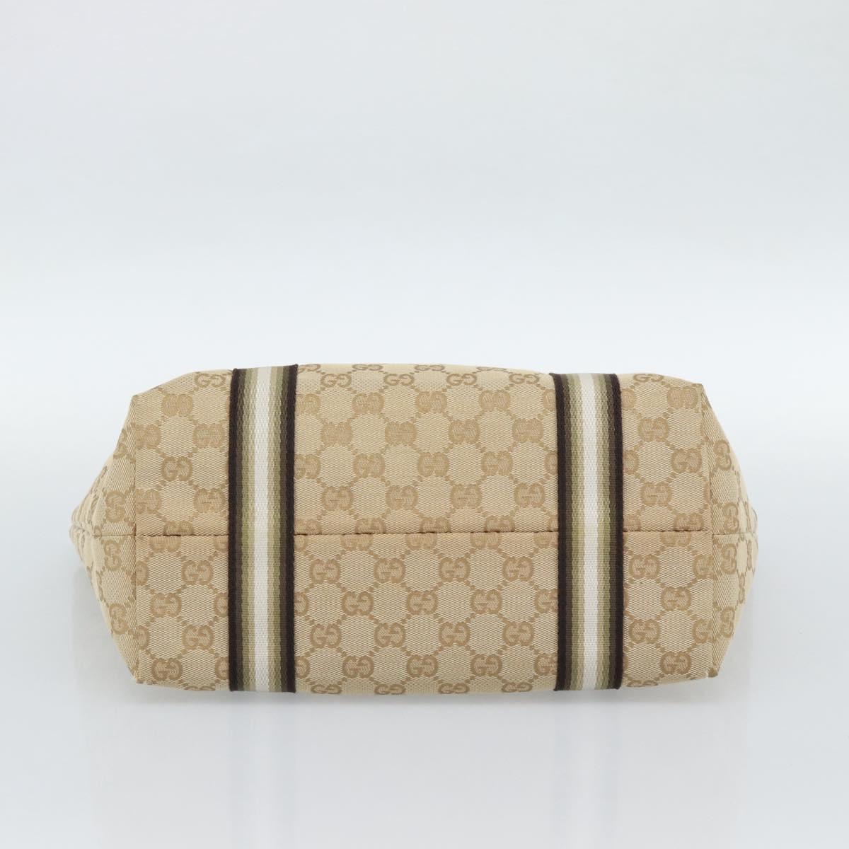 GUCCI GG Canvas Sherry Line Hand Bag Beige Gold 137396 Auth 186595