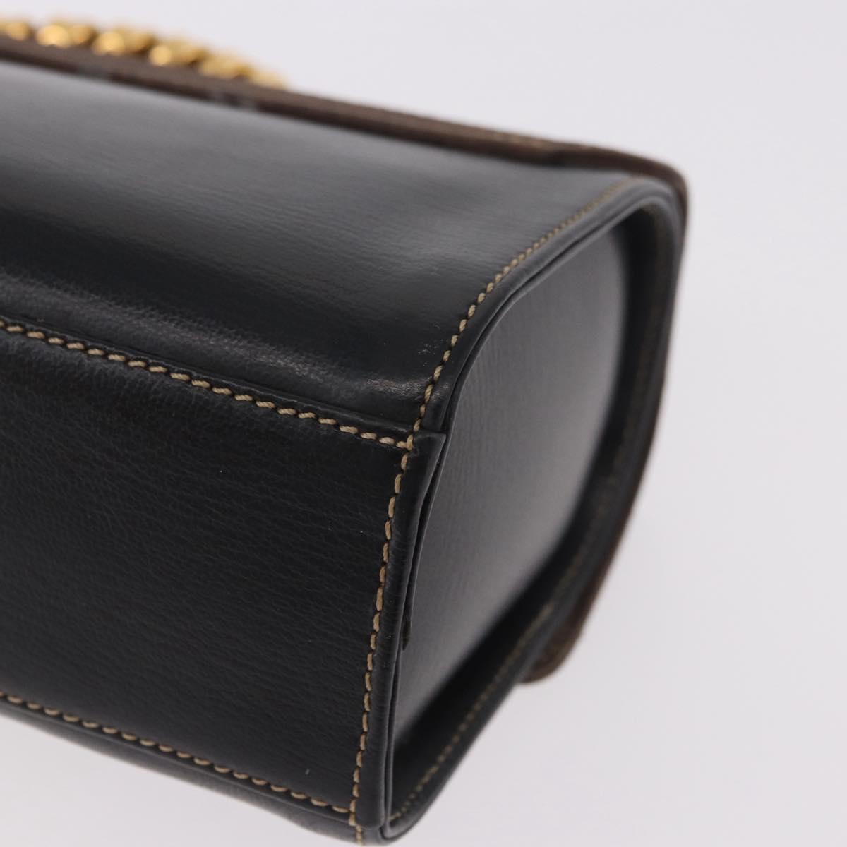 LOEWE Velazquez Hand Bag Leather Suede Black Gold Auth 186596