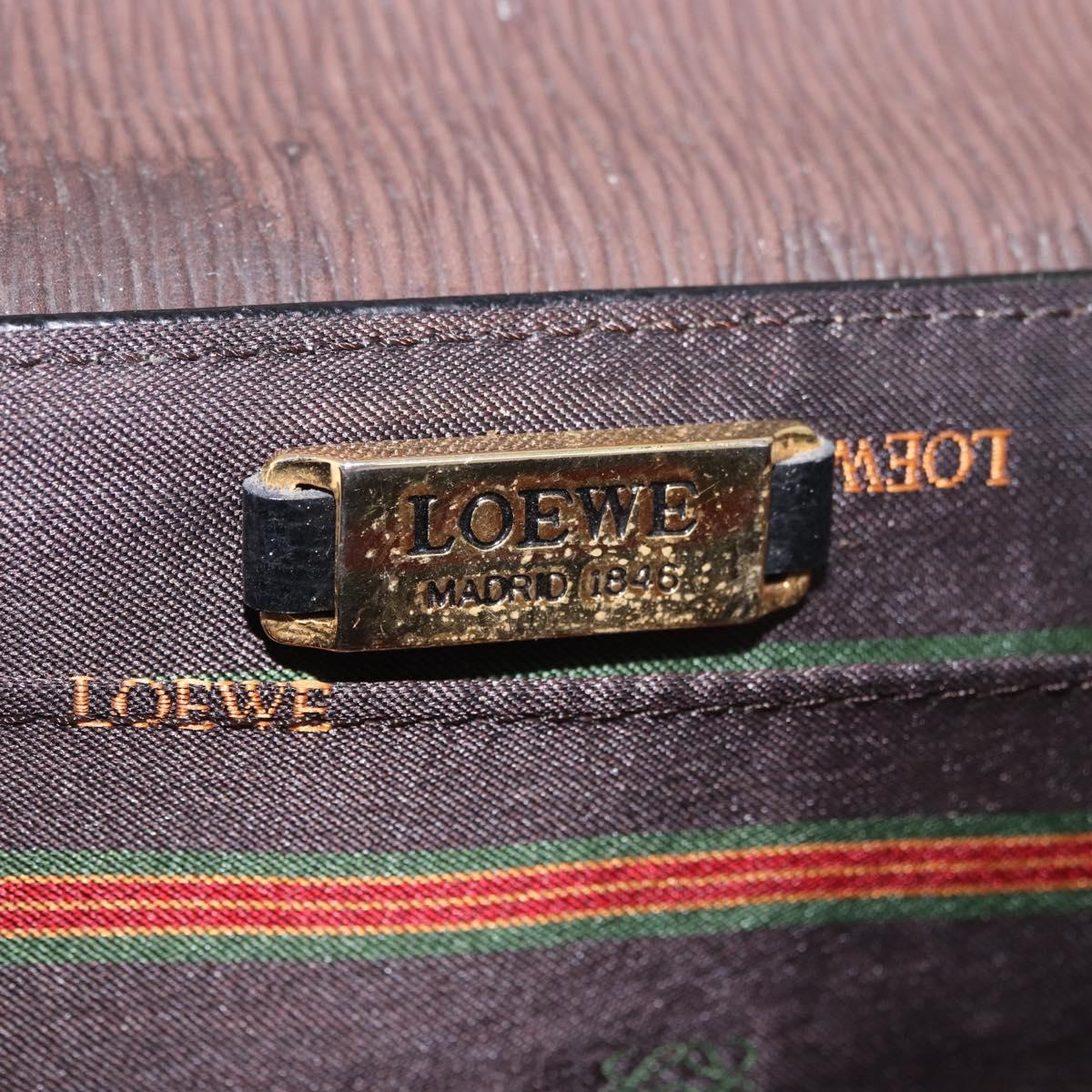 LOEWE Velazquez Hand Bag Leather Suede Black Gold Auth 186596