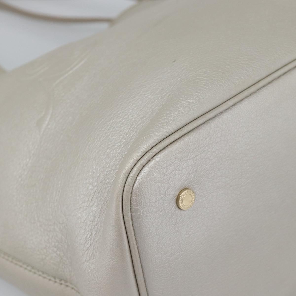 BVLGARI Tote Bag Leather Gray Gold Auth 186597