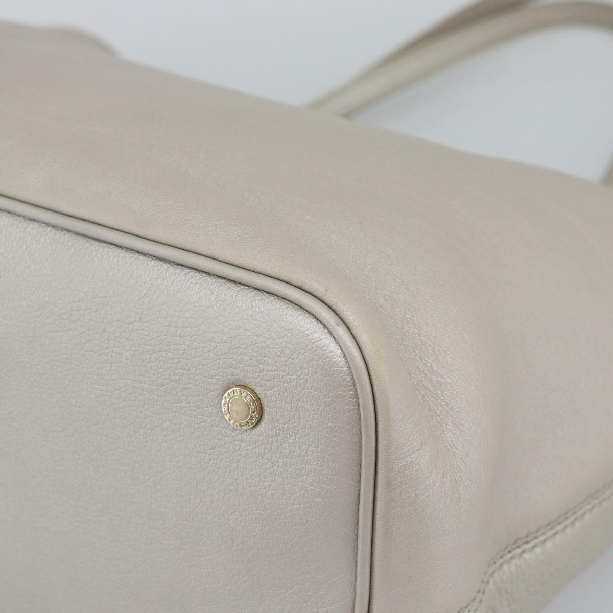 BVLGARI Tote Bag Leather Gray Gold Auth 186597