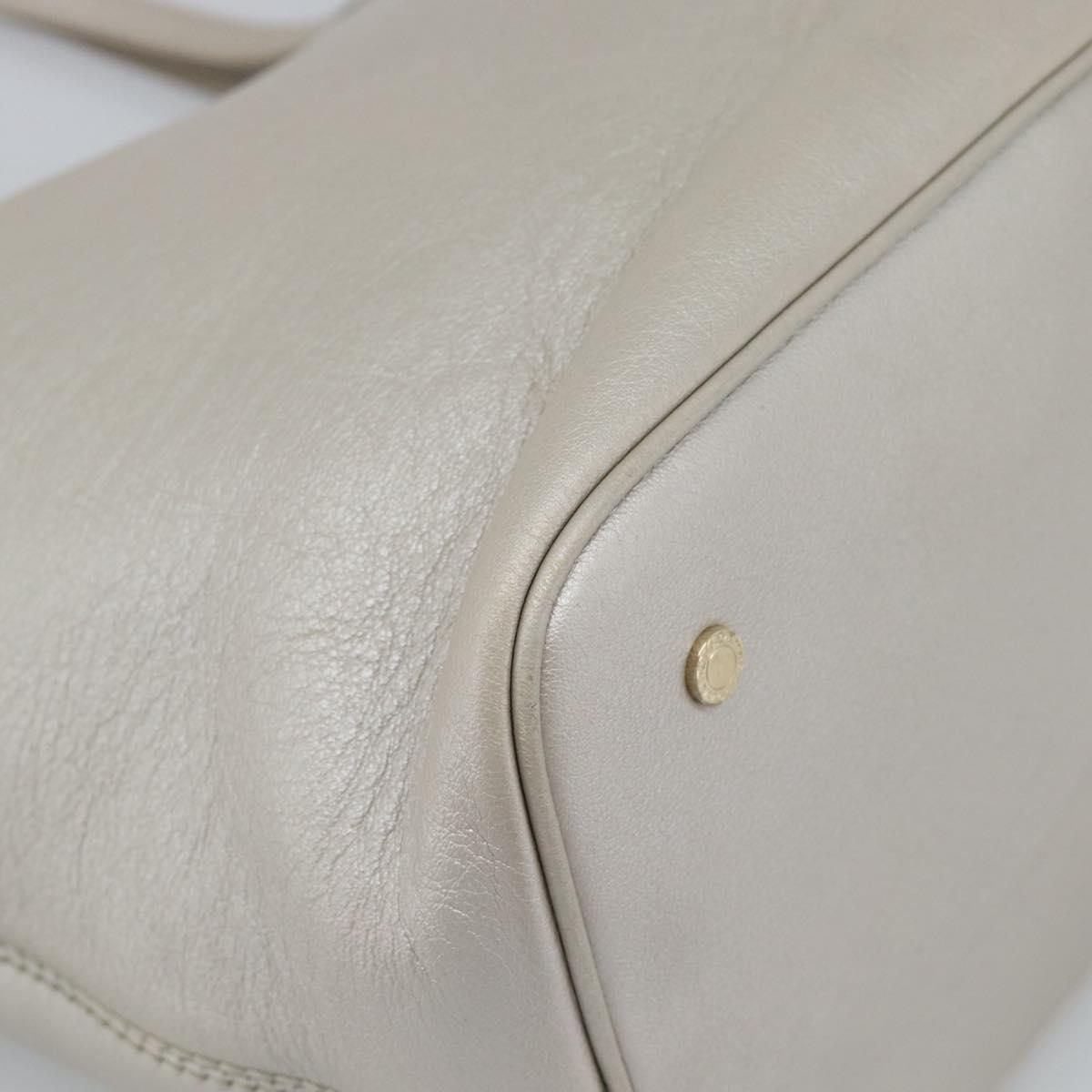 BVLGARI Tote Bag Leather Gray Gold Auth 186597