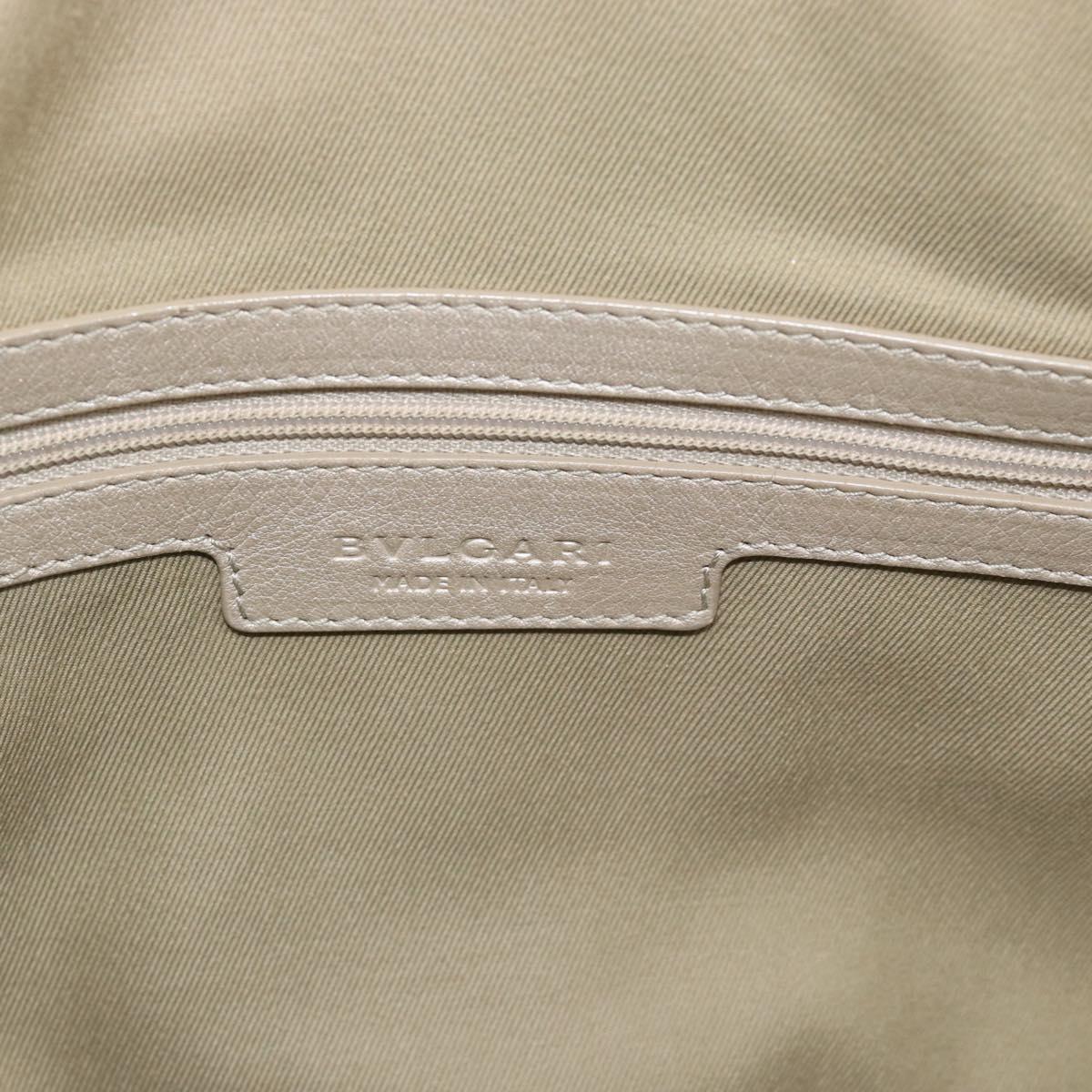 BVLGARI Tote Bag Leather Gray Gold Auth 186597