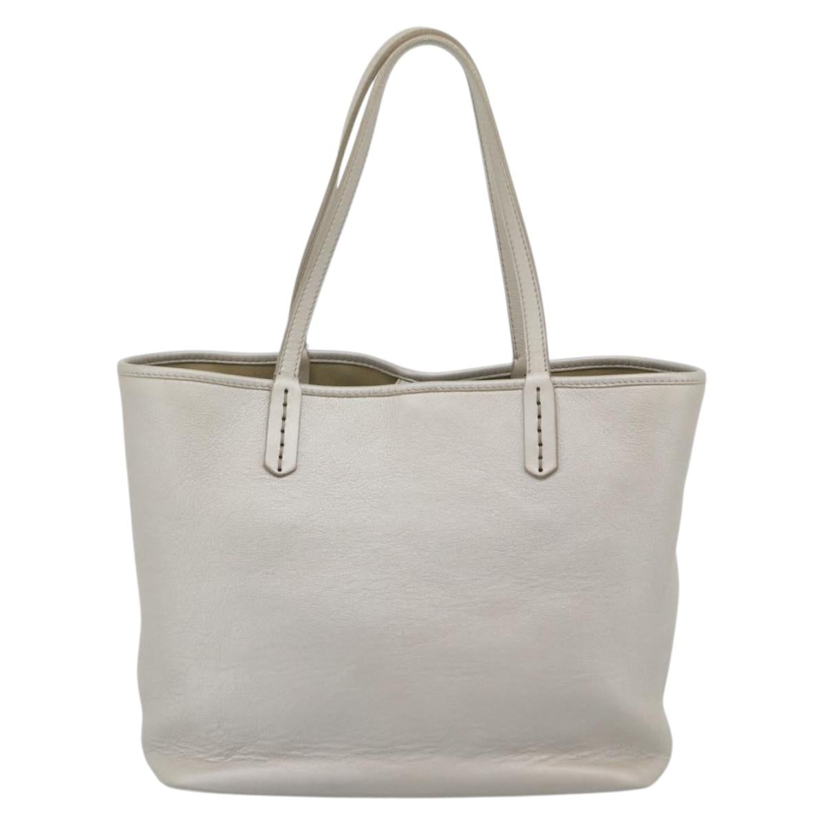 BVLGARI Tote Bag Leather Gray Gold Auth 186597