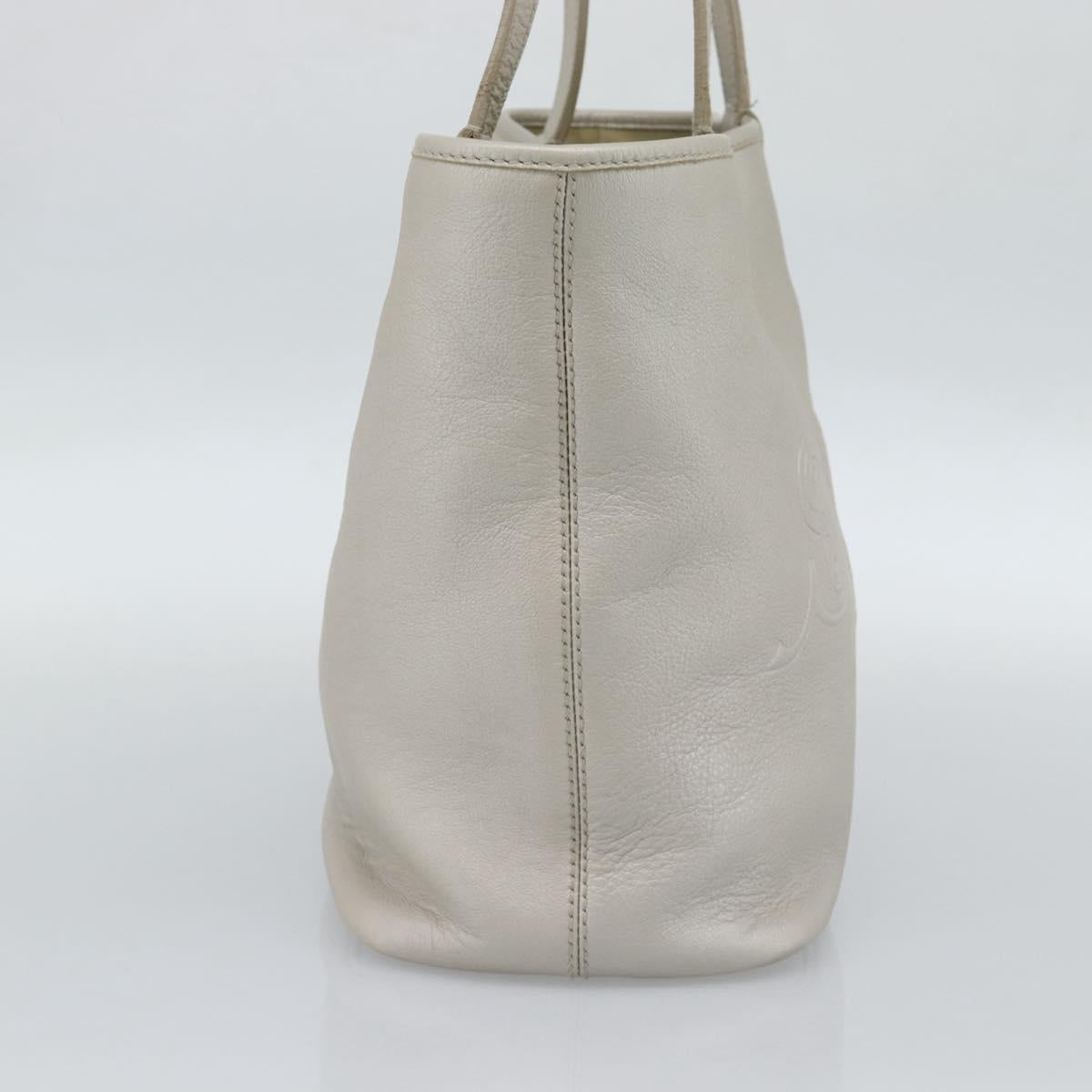 BVLGARI Tote Bag Leather Gray Gold Auth 186597
