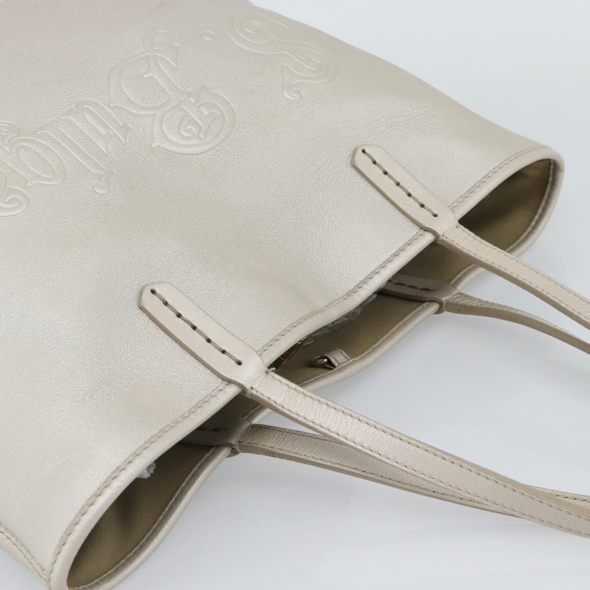 BVLGARI Tote Bag Leather Gray Gold Auth 186597