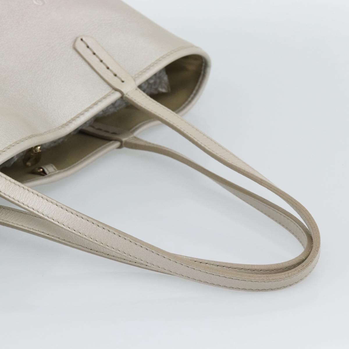 BVLGARI Tote Bag Leather Gray Gold Auth 186597