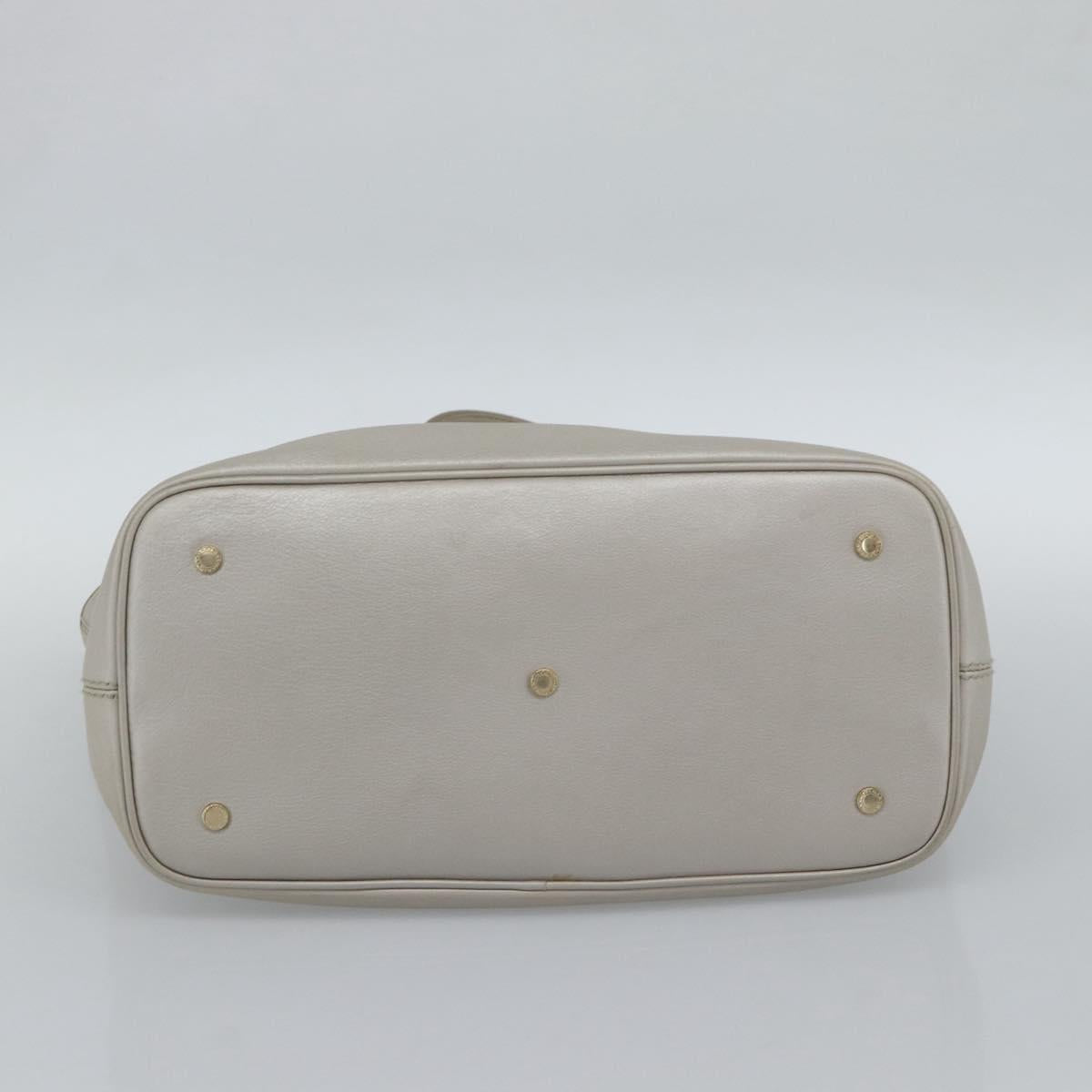 BVLGARI Tote Bag Leather Gray Gold Auth 186597