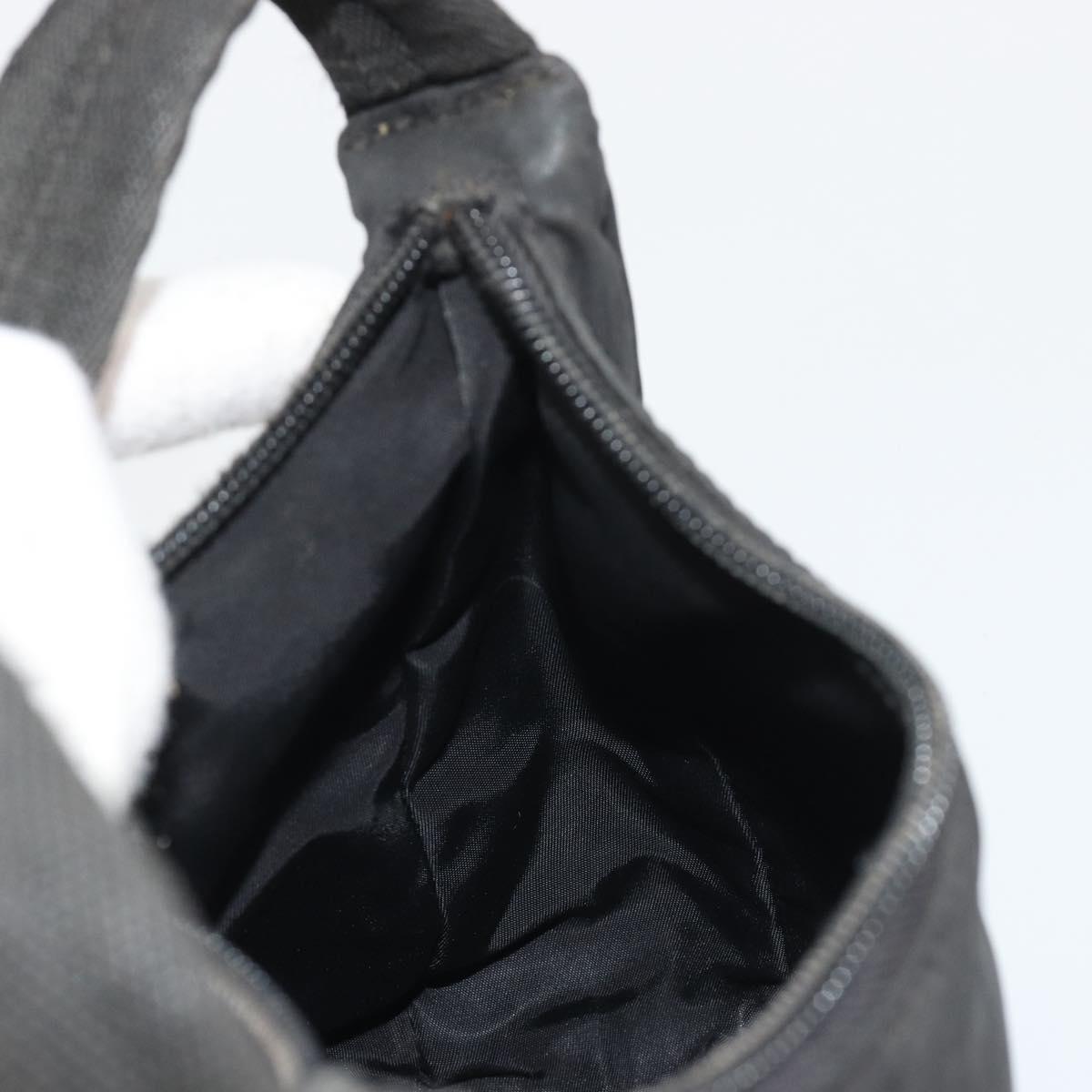 PRADA Hand Pouch Nylon Black Silver Auth 186598