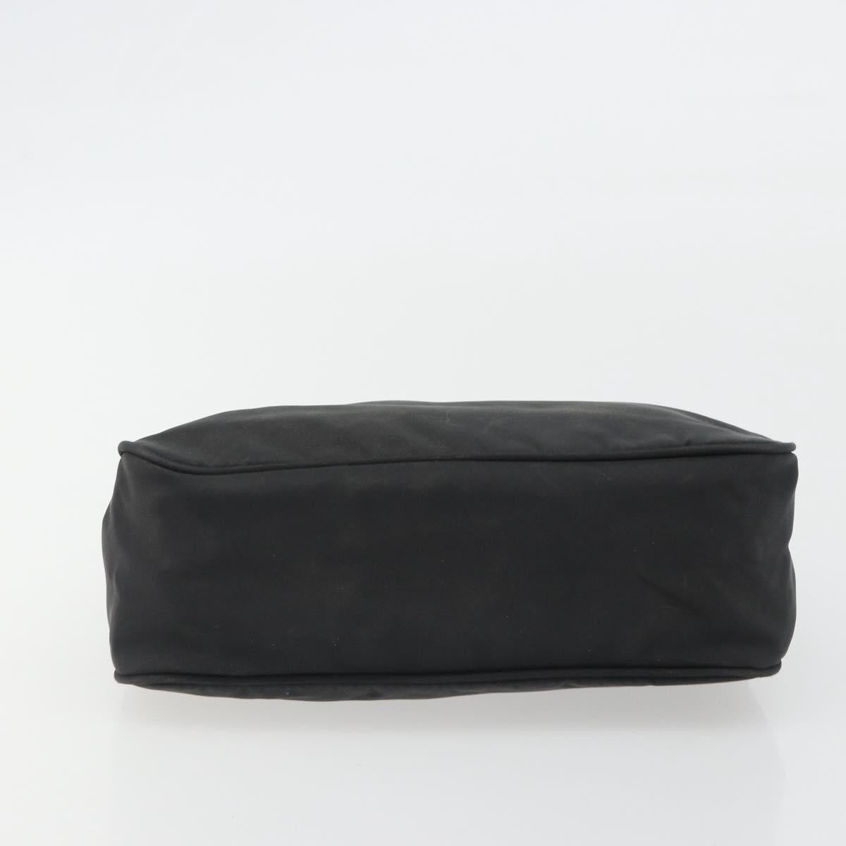 PRADA Hand Pouch Nylon Black Silver Auth 186598