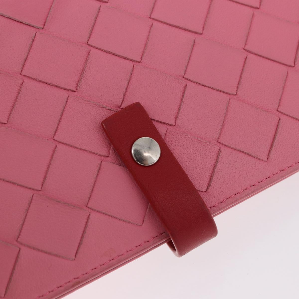 BOTTEGA VENETA INTRECCIATO Long Wallet Leather Pink Auth 186599A