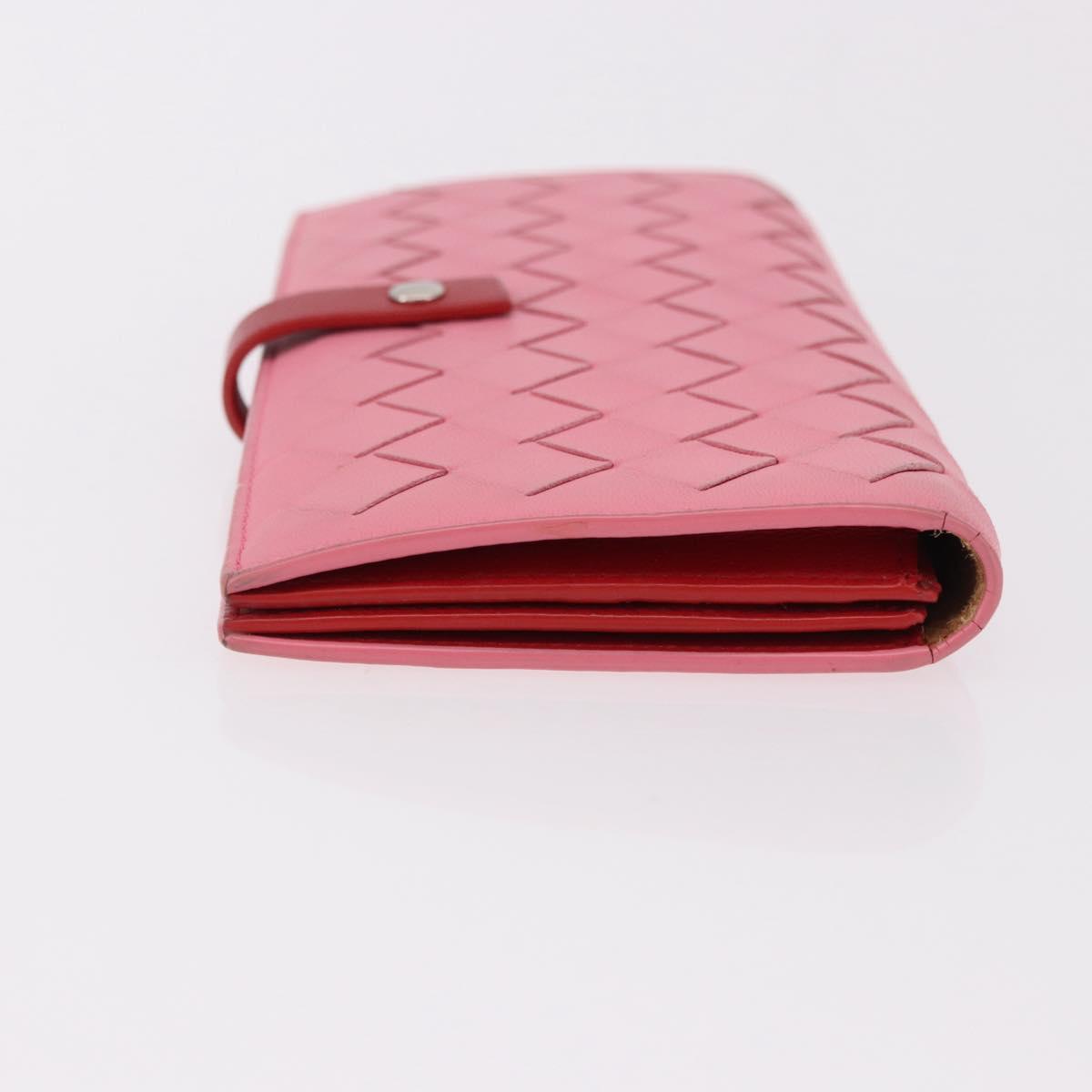 BOTTEGA VENETA INTRECCIATO Long Wallet Leather Pink Auth 186599A