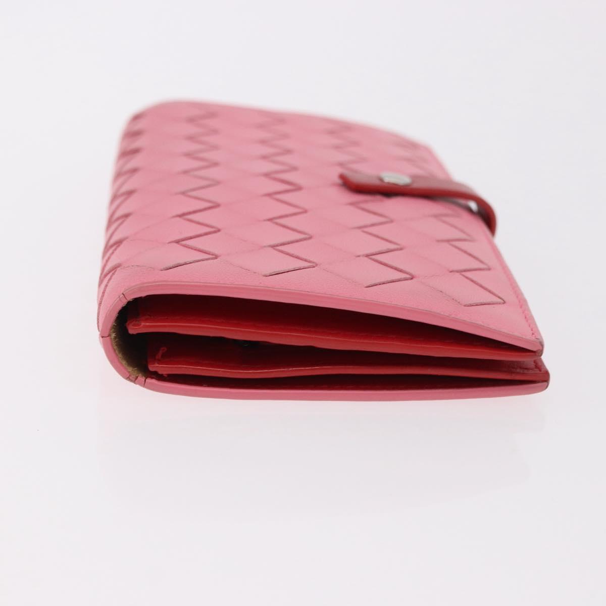 BOTTEGA VENETA INTRECCIATO Long Wallet Leather Pink Auth 186599A
