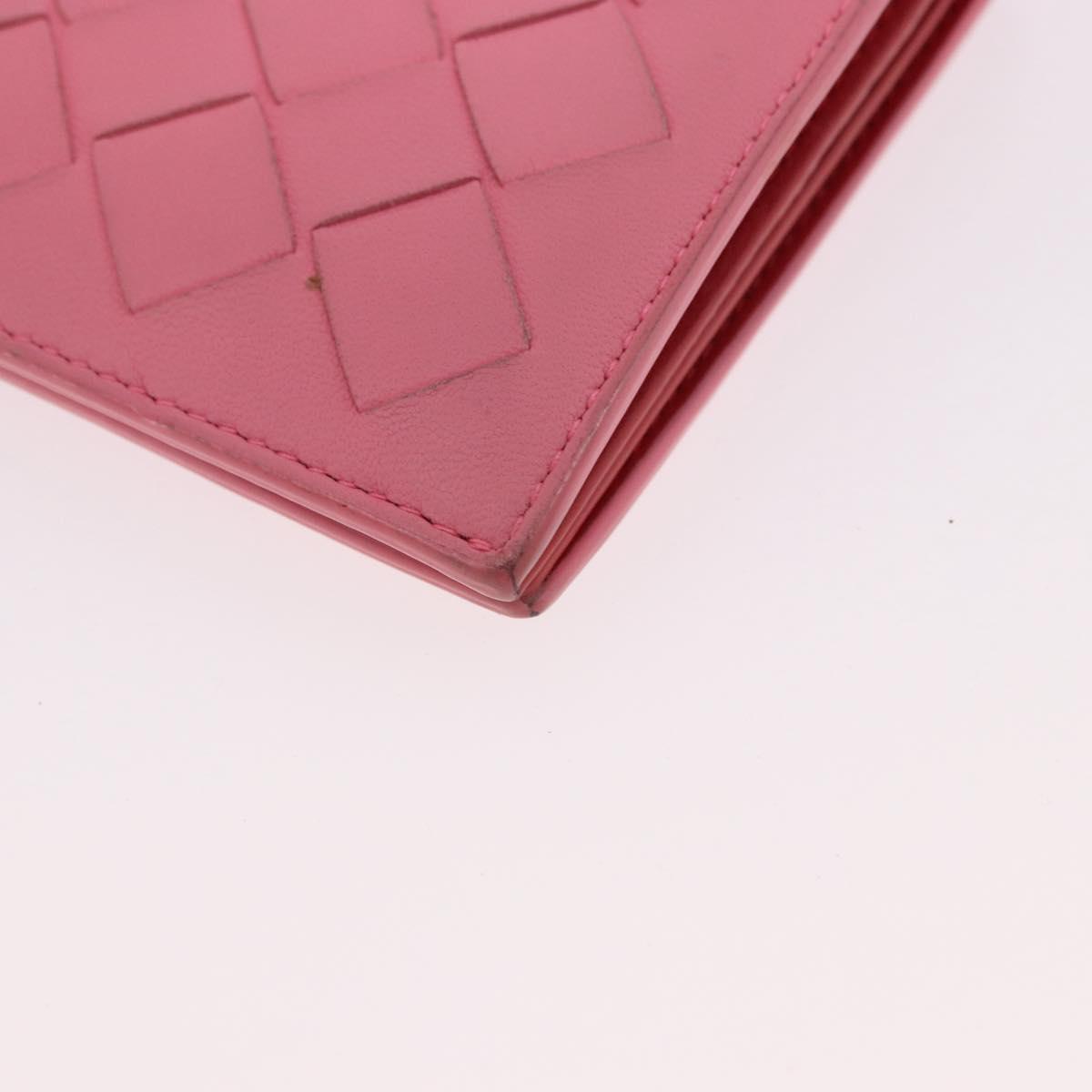 BOTTEGA VENETA INTRECCIATO Long Wallet Leather Pink Auth 186599A