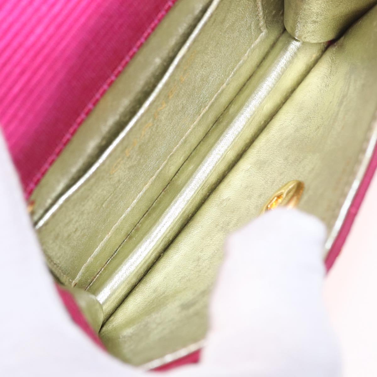 CHANEL V Stitched Chain Shoulder Bag Satin Pink Gold CC Auth 186601