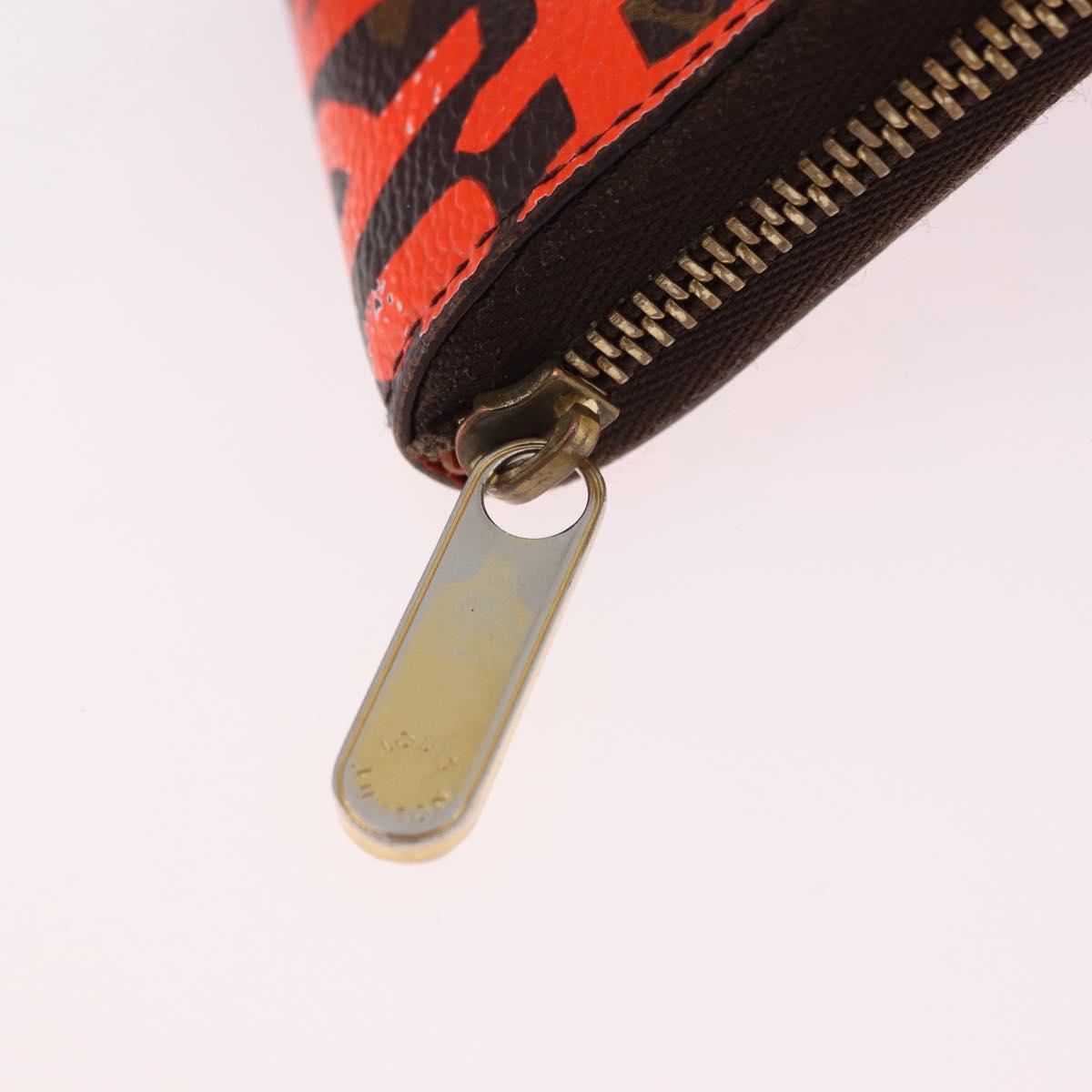 LOUIS VUITTON Monogram Graffiti Zippy Coin Purse Orange M93708 LV Auth 186607
