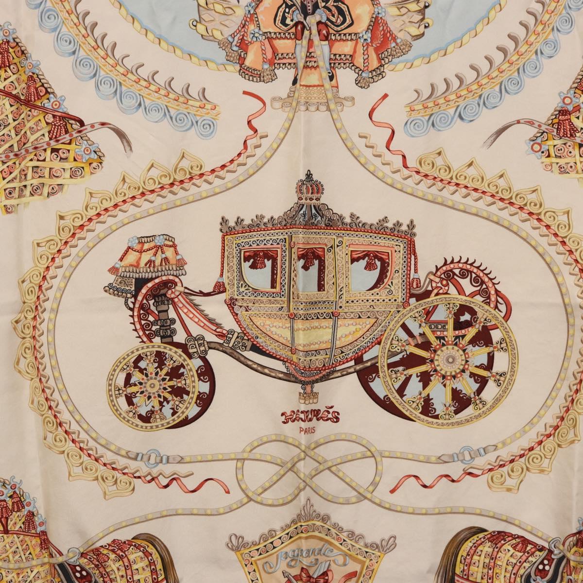 HERMES Carre 90 Scarf ""Paperoles"" Silk Light Blue Auth 186608