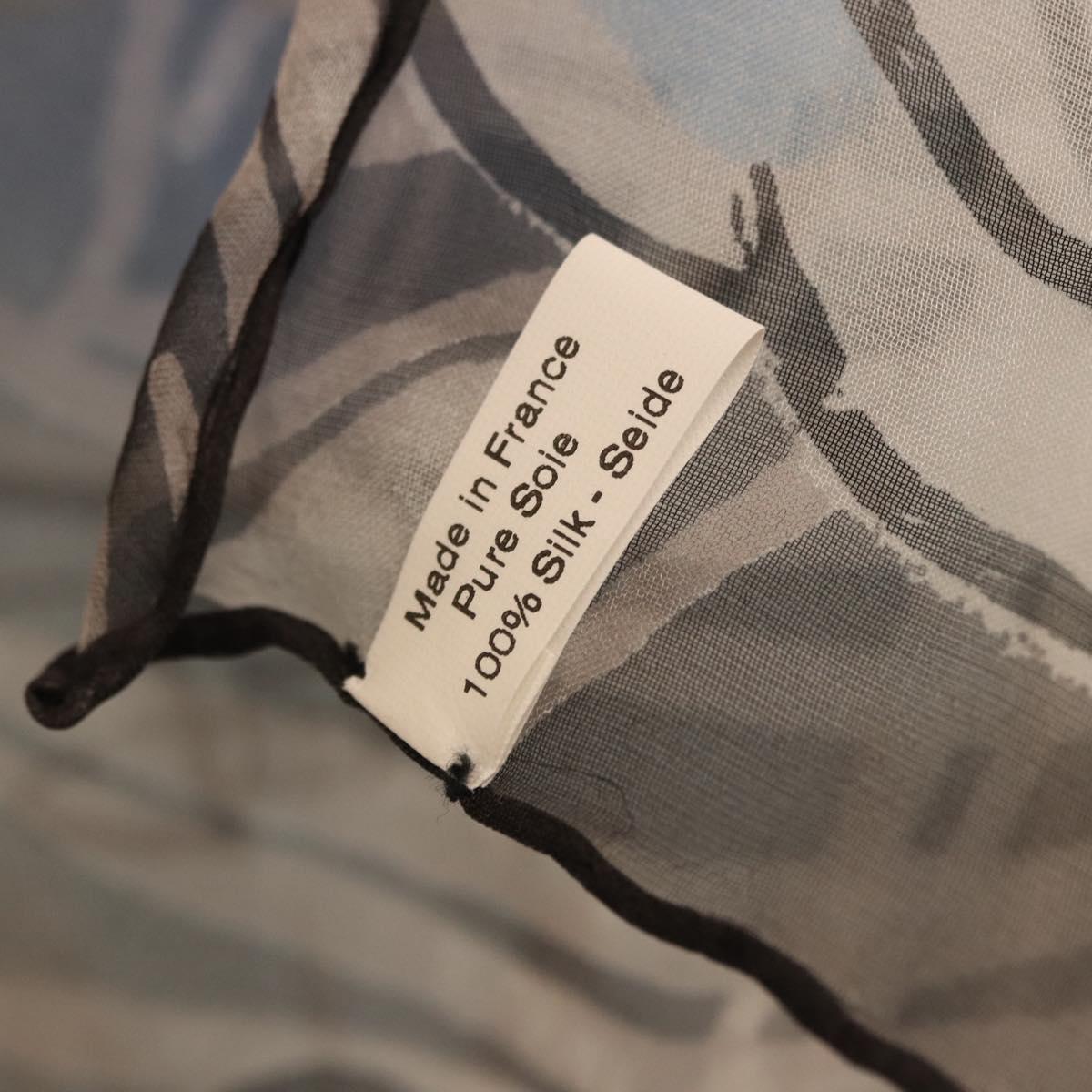 CHANEL Scarf Silk Gray CC Auth 186611A