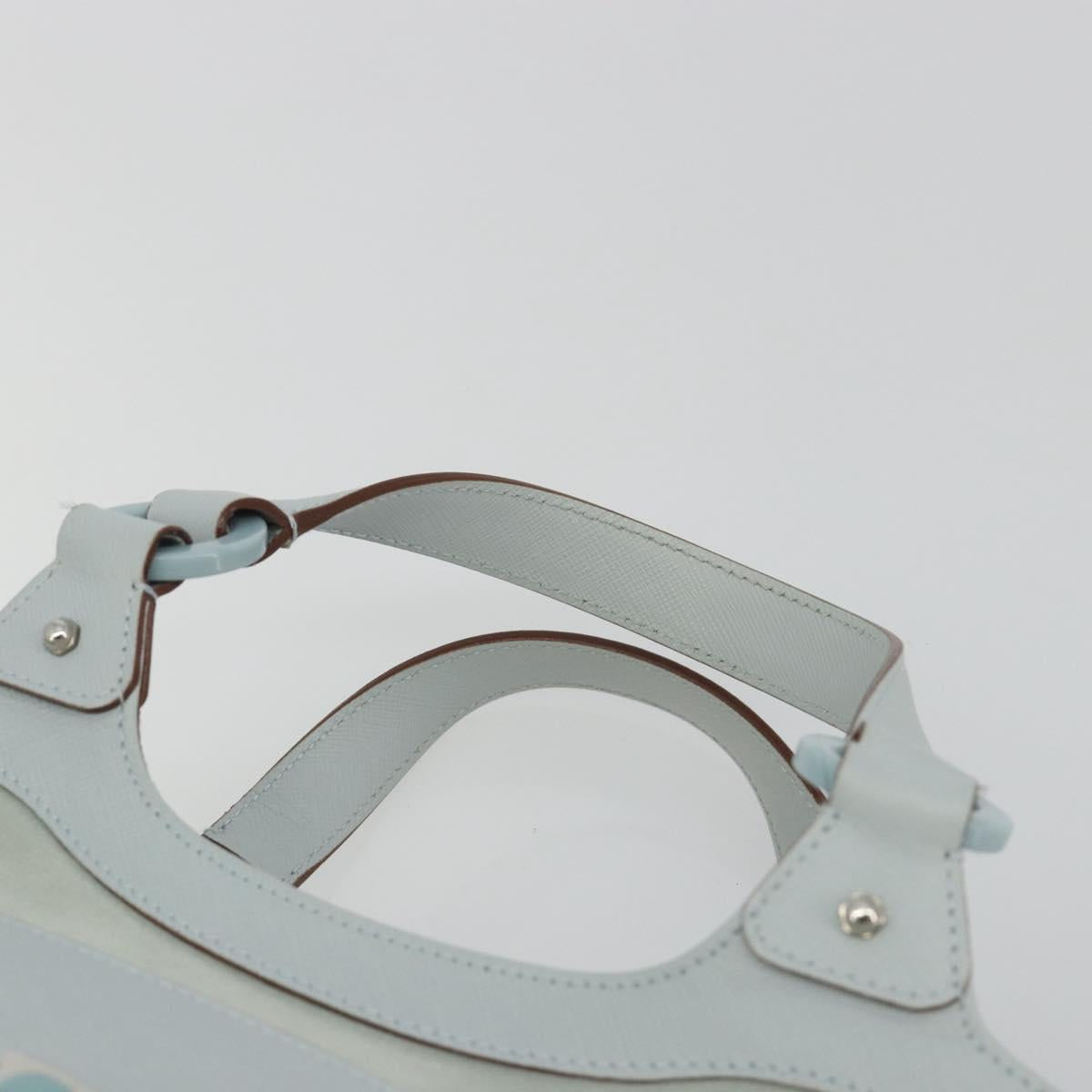 Salvatore Ferragamo Gancini Hand Bag Leather Suede Light Blue Silver Auth 186612