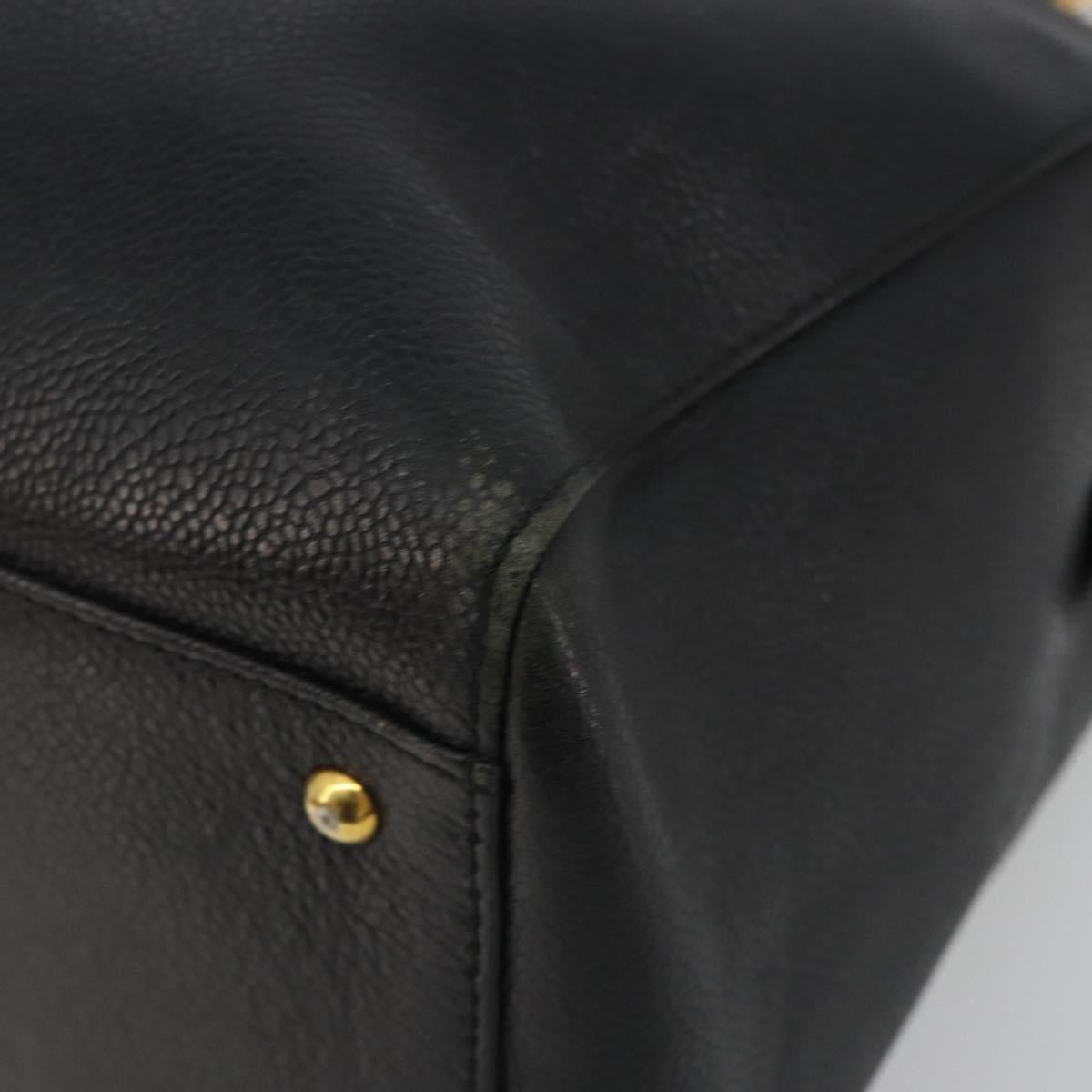 CHANEL Chain Shoulder Bag Caviar Skin Black Gold CC Auth 186613V