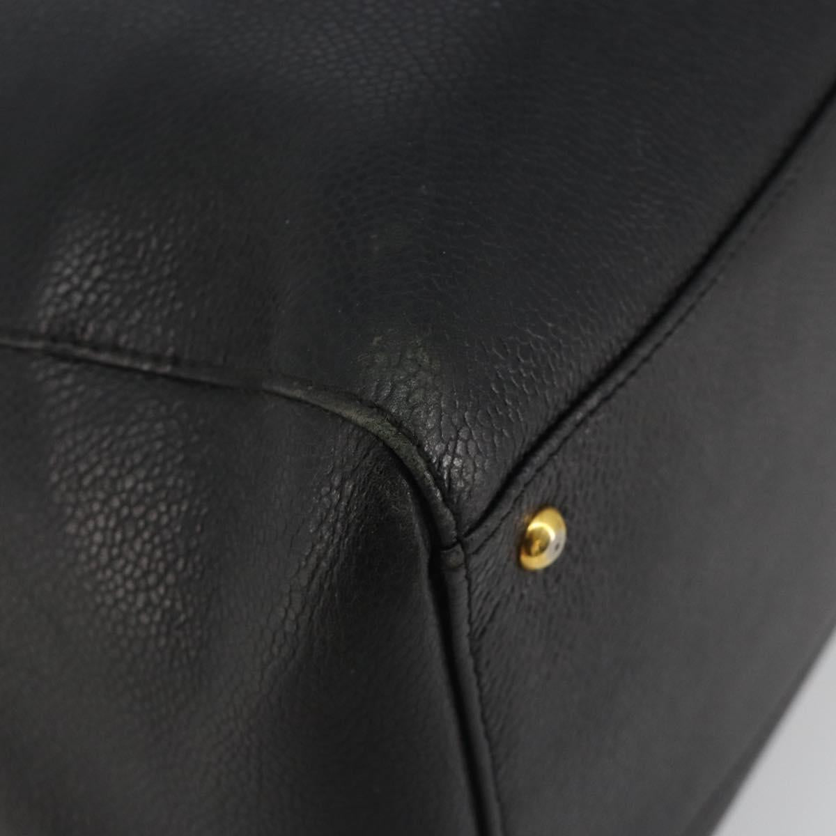 CHANEL Chain Shoulder Bag Caviar Skin Black Gold CC Auth 186613V