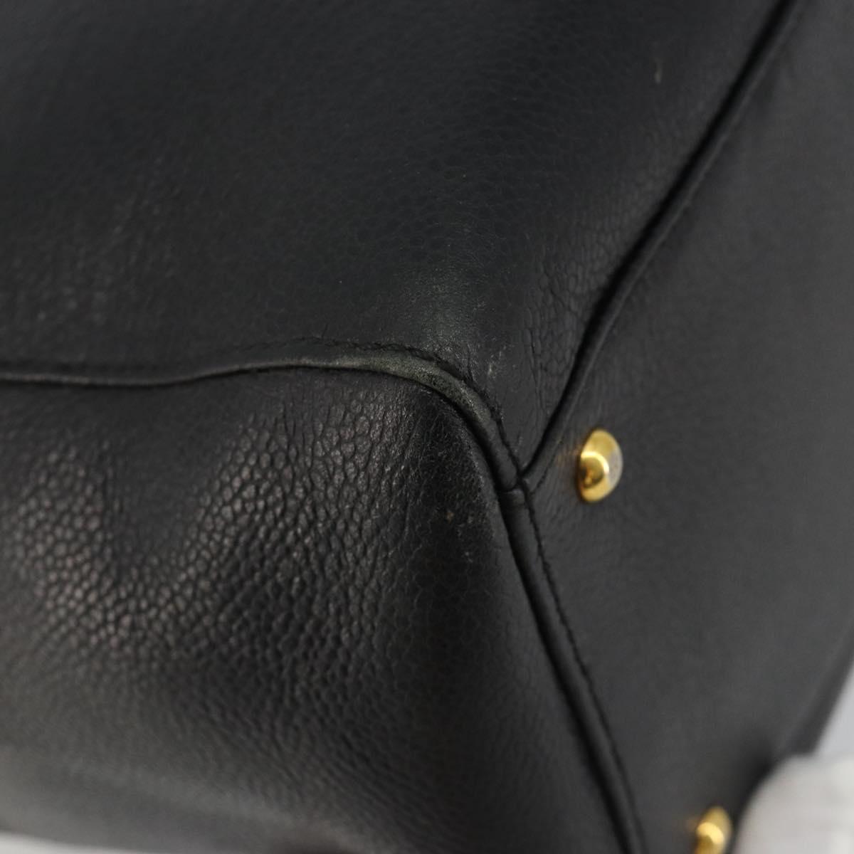 CHANEL Chain Shoulder Bag Caviar Skin Black Gold CC Auth 186613V