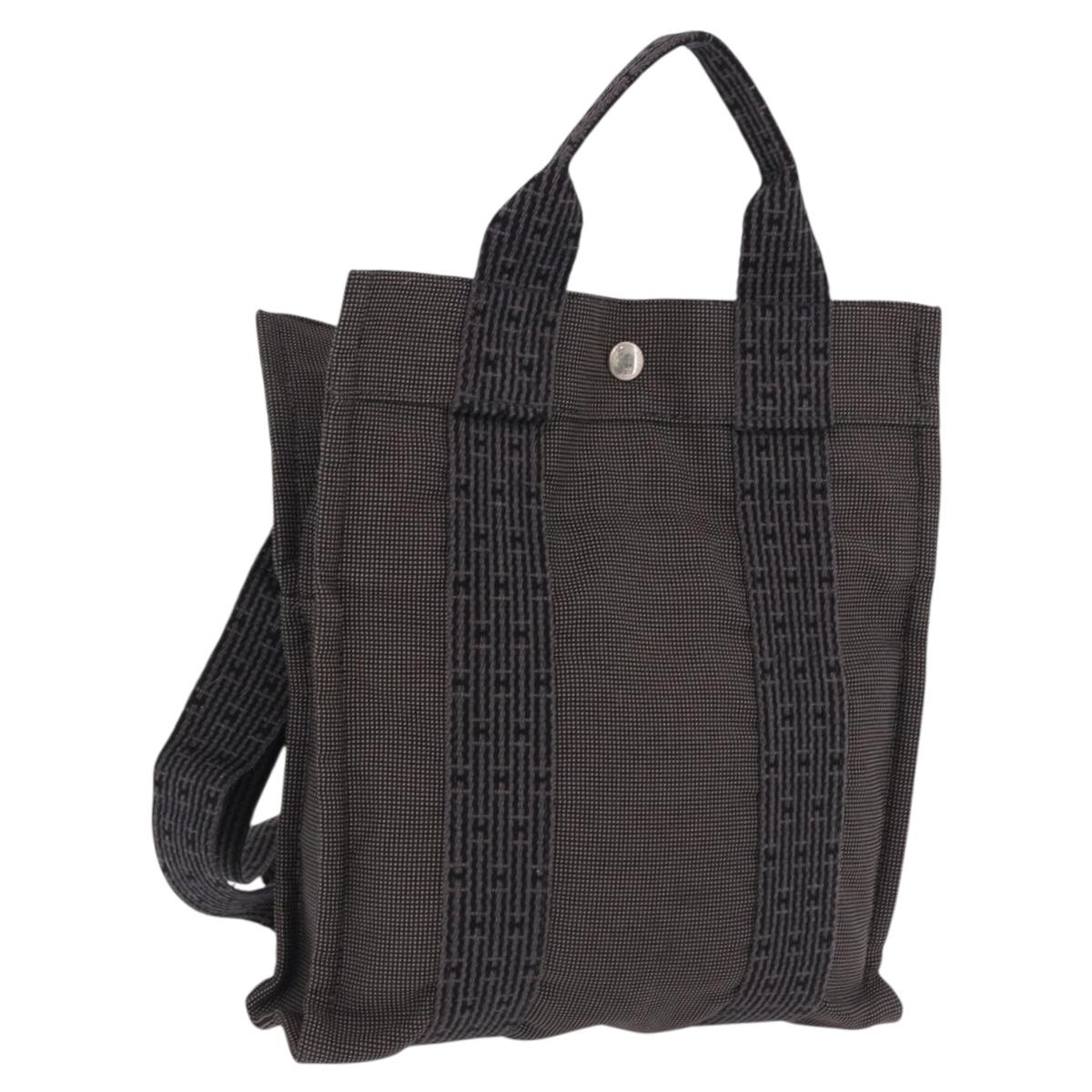 HERMES Her Line A Dos PM Backpack Canvas Gray Silver Auth 186618A