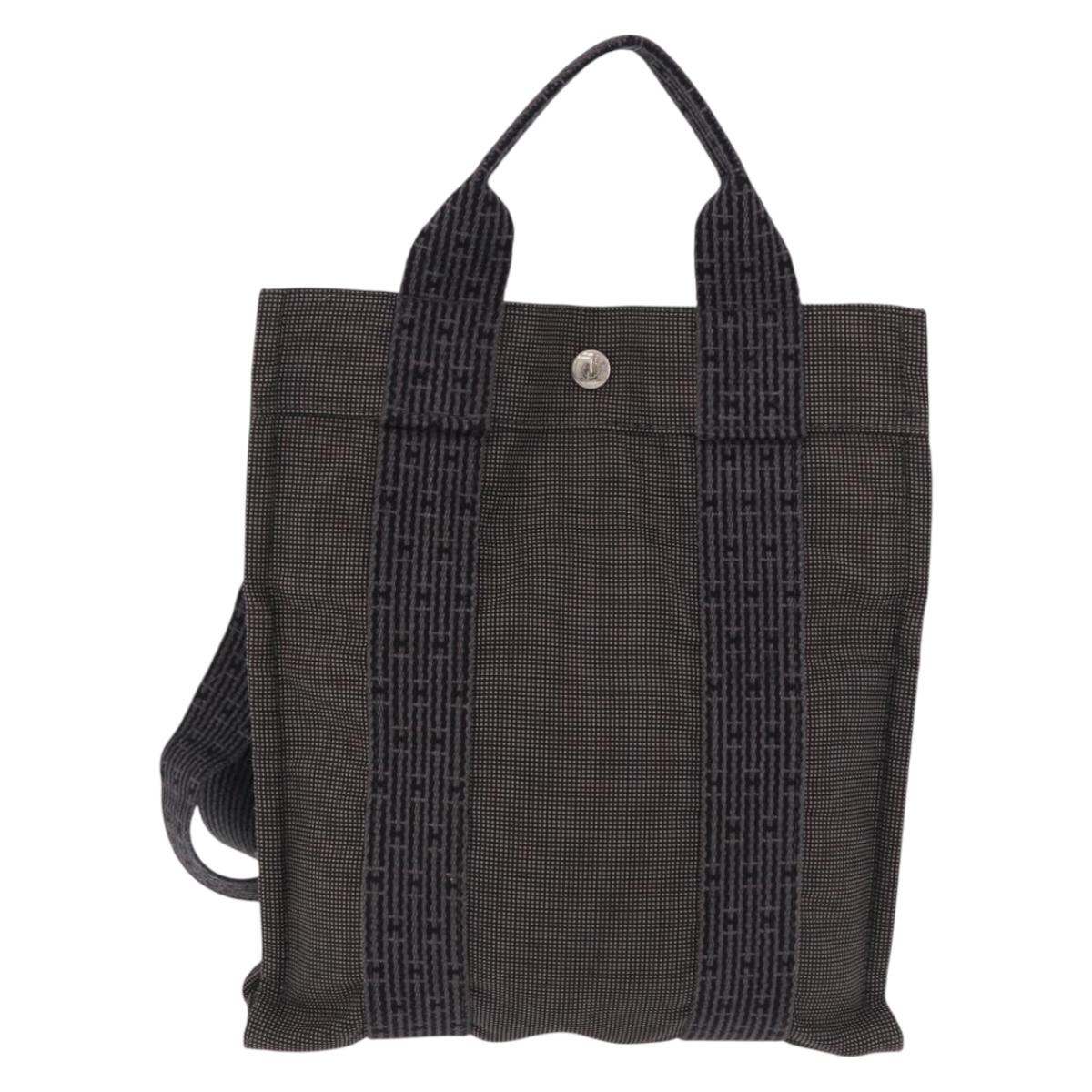 HERMES Her Line A Dos PM Backpack Canvas Gray Silver Auth 186618A