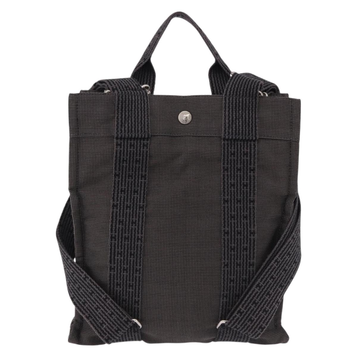 HERMES Her Line A Dos PM Backpack Canvas Gray Silver Auth 186618A