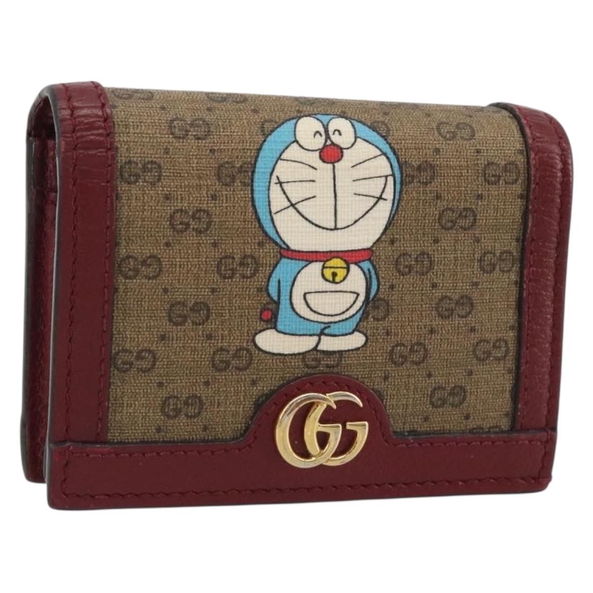 GUCCI Micro GG Supreme Doraemon Compact Wallet PVC Beige 647788 Auth 186625A