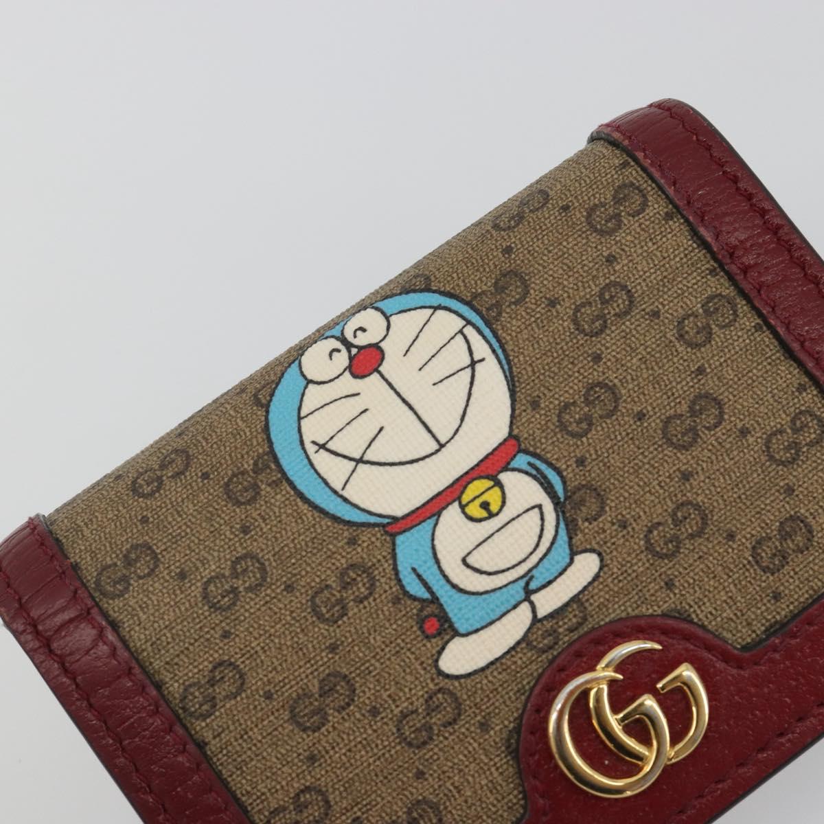GUCCI Micro GG Supreme Doraemon Compact Wallet PVC Beige 647788 Auth 186625A