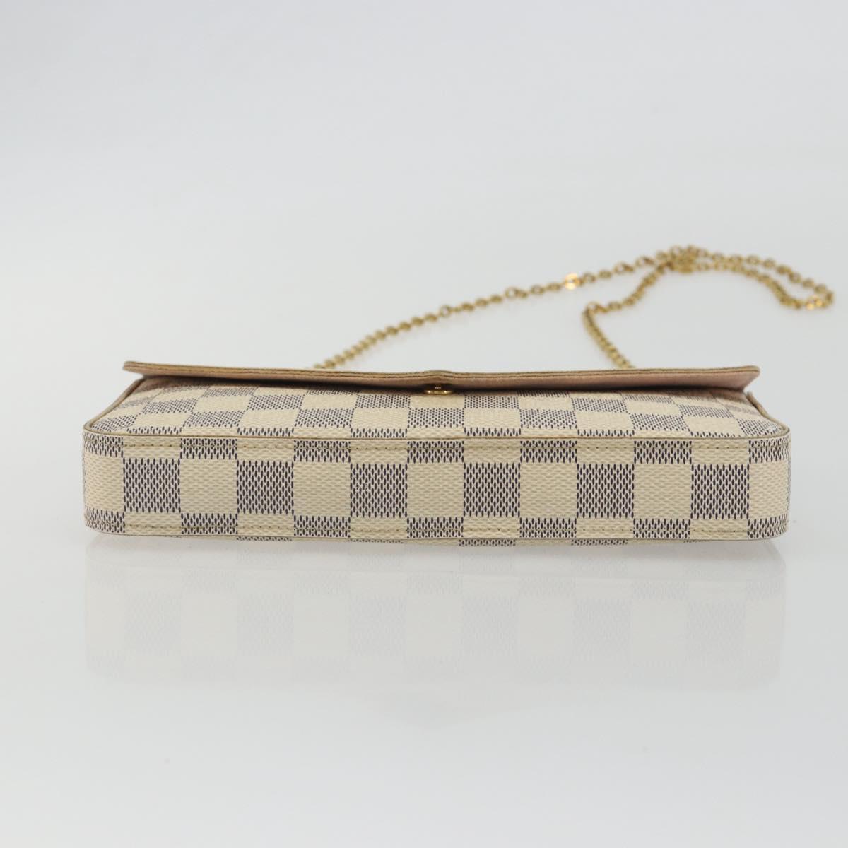 LOUIS VUITTON Damier Azur Pochette Felicie Chain Wallet N63106 LV Auth 186630A