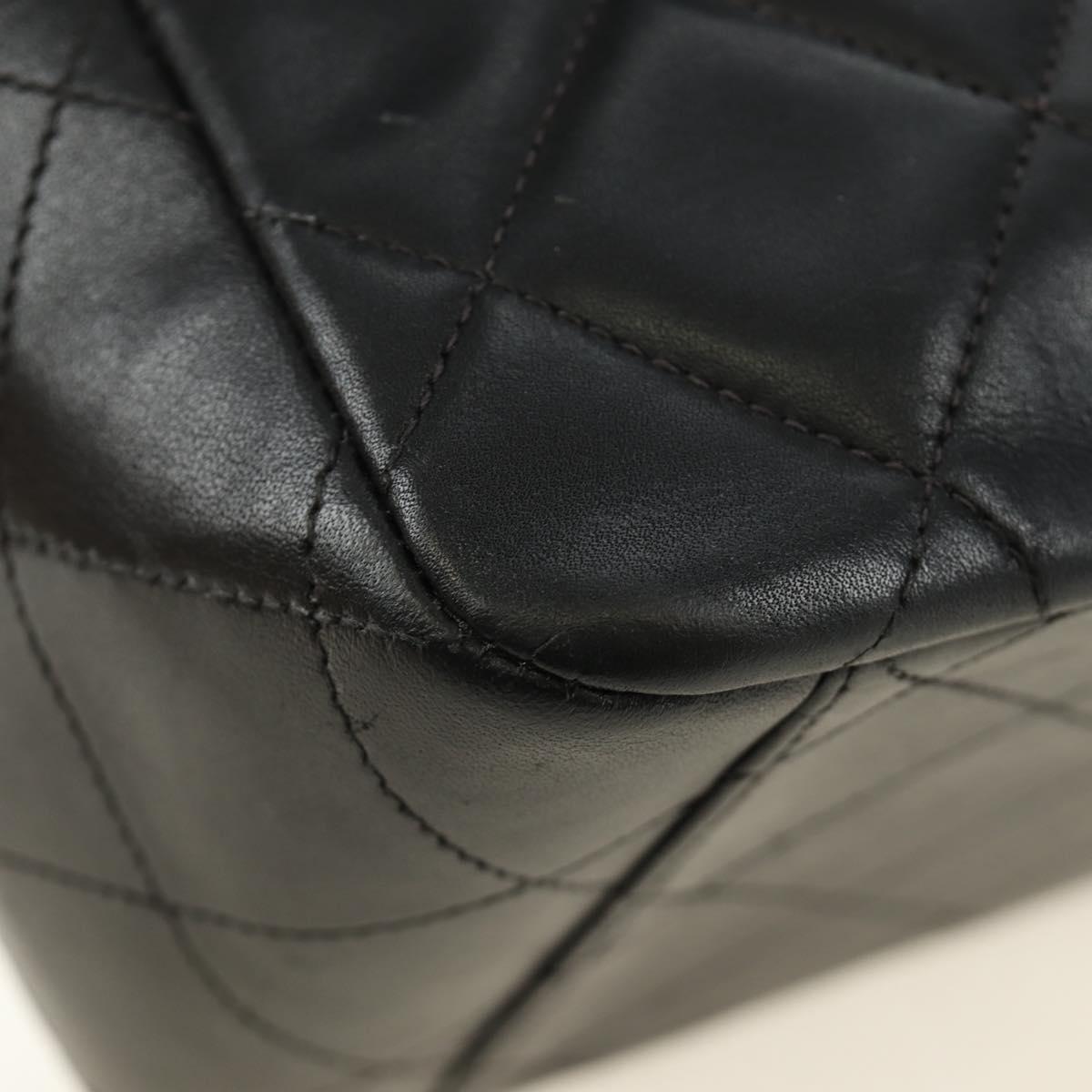 CHANEL Big Matelasse Chain Shoulder Bag Lamb Skin Black Gold CC Auth 186631SAV