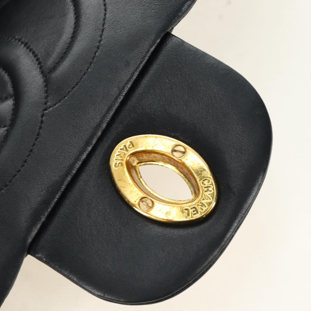 CHANEL Big Matelasse Chain Shoulder Bag Lamb Skin Black Gold CC Auth 186631SAV