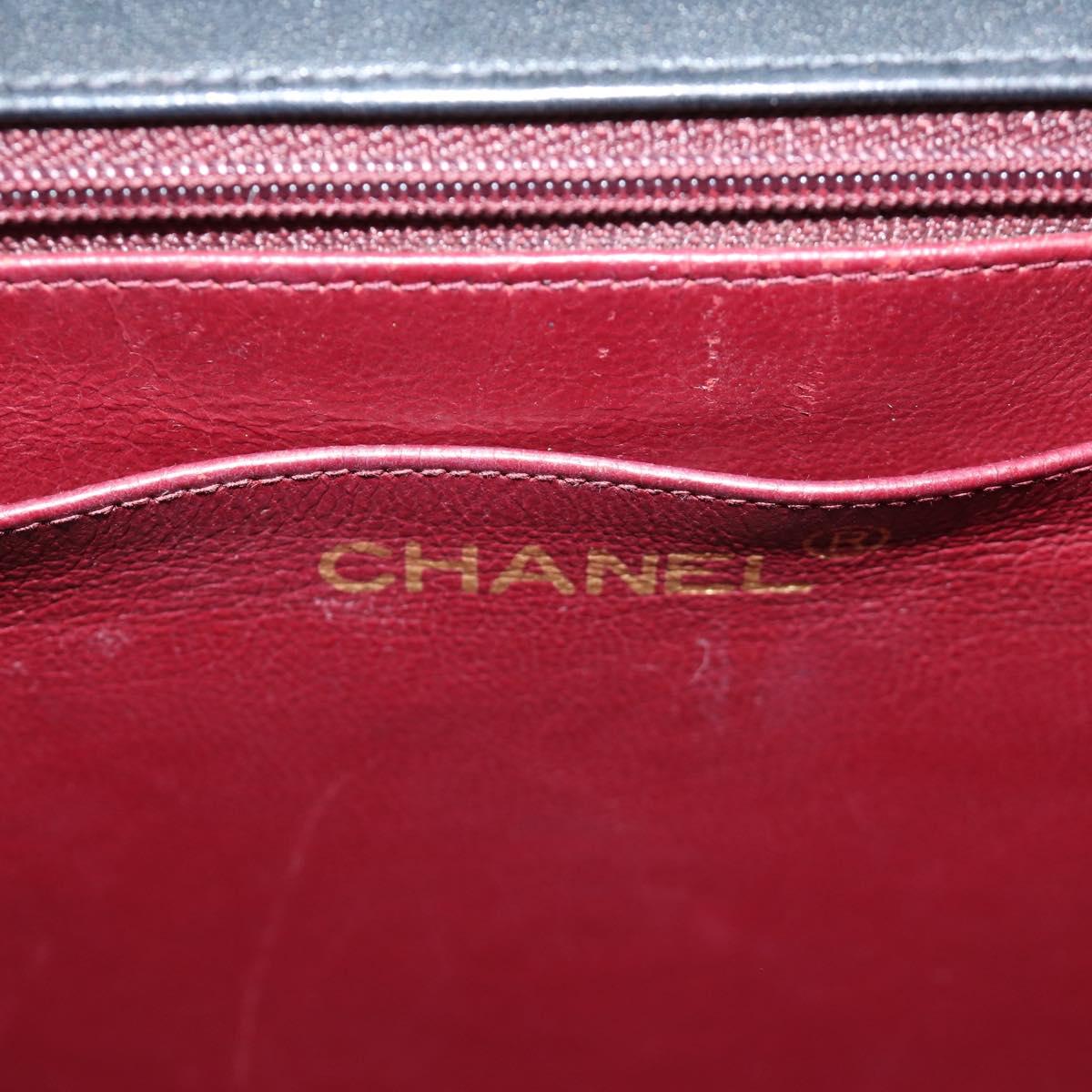 CHANEL Big Matelasse Chain Shoulder Bag Lamb Skin Black Gold CC Auth 186631SAV