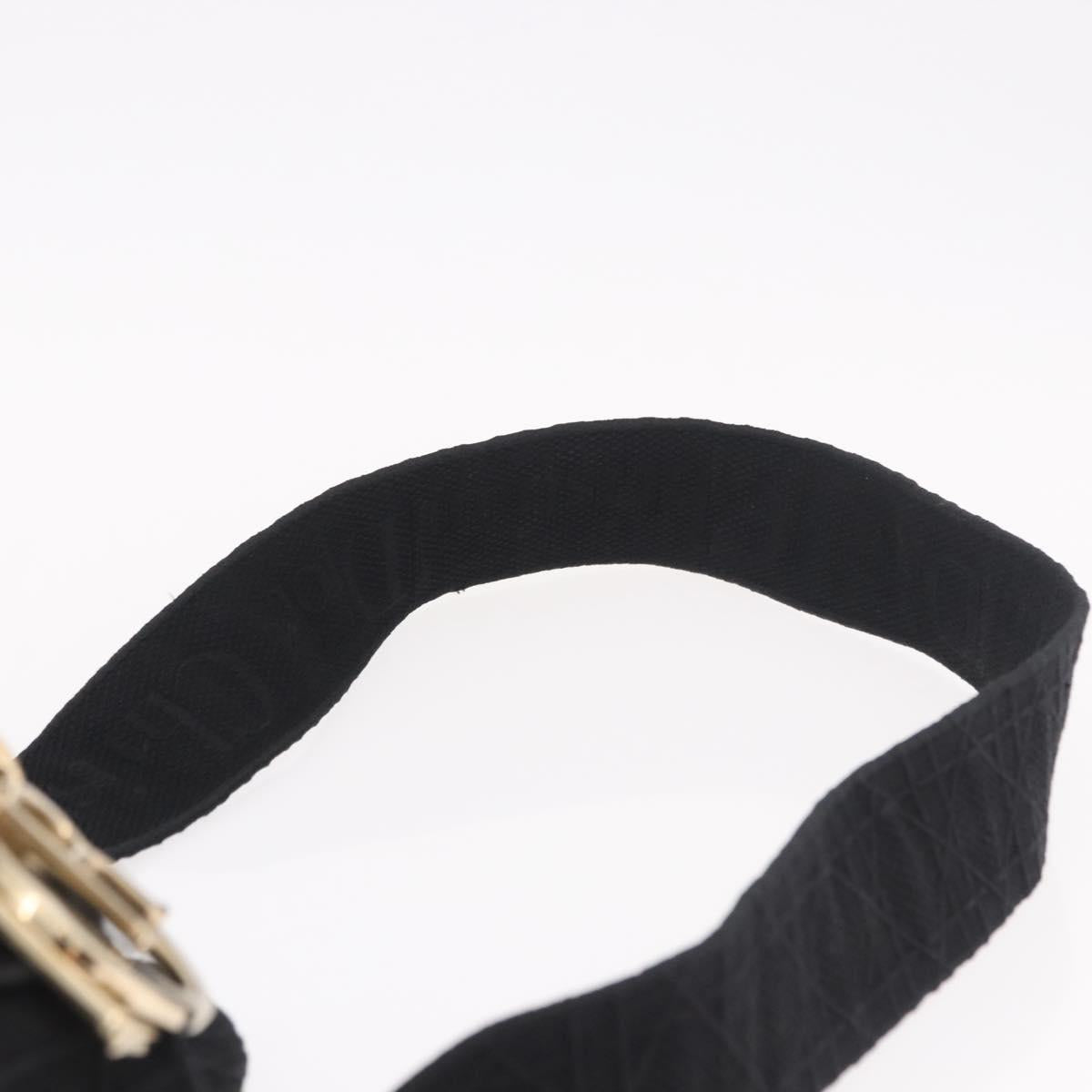 Christian Dior Lady Delight Hand Bag Canvas 2way Black Gold Auth 186632SAM