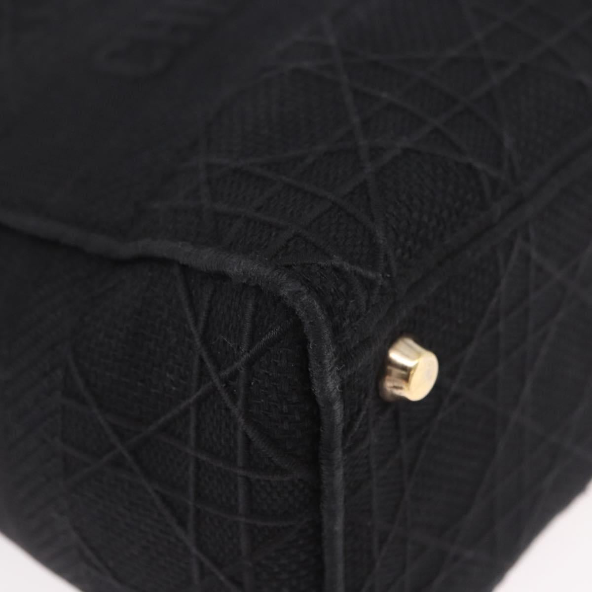 Christian Dior Lady Delight Hand Bag Canvas 2way Black Gold Auth 186632SAM