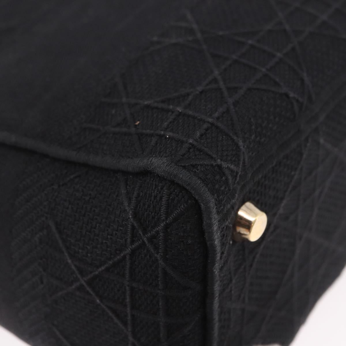Christian Dior Lady Delight Hand Bag Canvas 2way Black Gold Auth 186632SAM