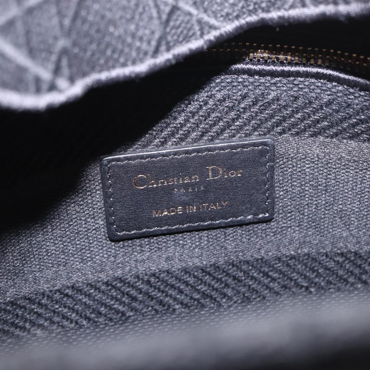 Christian Dior Lady Delight Hand Bag Canvas 2way Black Gold Auth 186632SAM