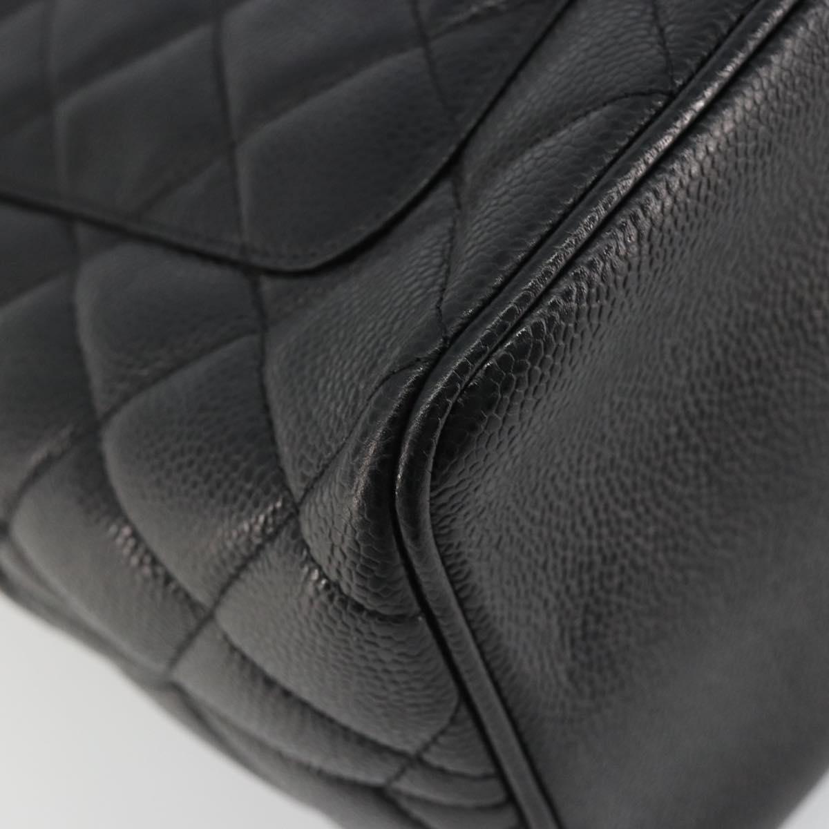 CHANEL Standard Tote Bag Caviar Skin Black Gold CC Auth 186633SAM