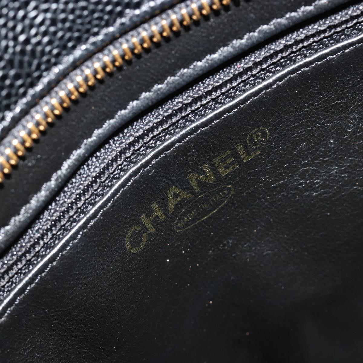 CHANEL Standard Tote Bag Caviar Skin Black Gold CC Auth 186633SAM