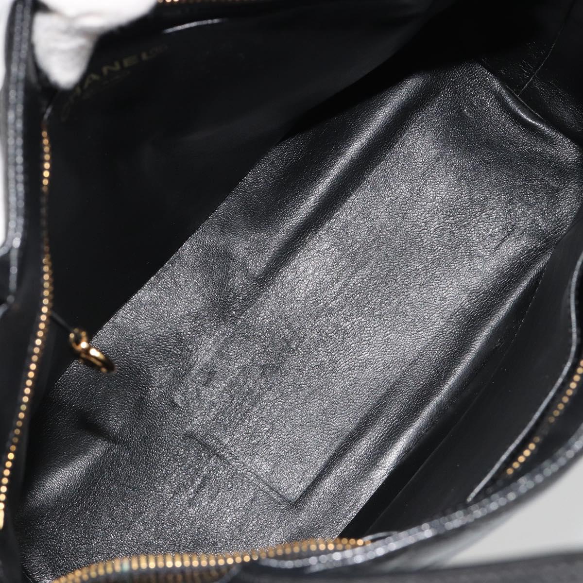 CHANEL Standard Tote Bag Caviar Skin Black Gold CC Auth 186633SAM