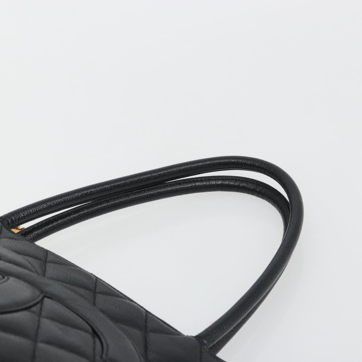 CHANEL Standard Tote Bag Caviar Skin Black Gold CC Auth 186633SAM