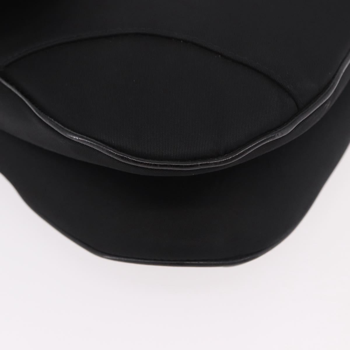 Christian Dior Saddle Shoulder Bag Nylon Black Silver Auth 186635A