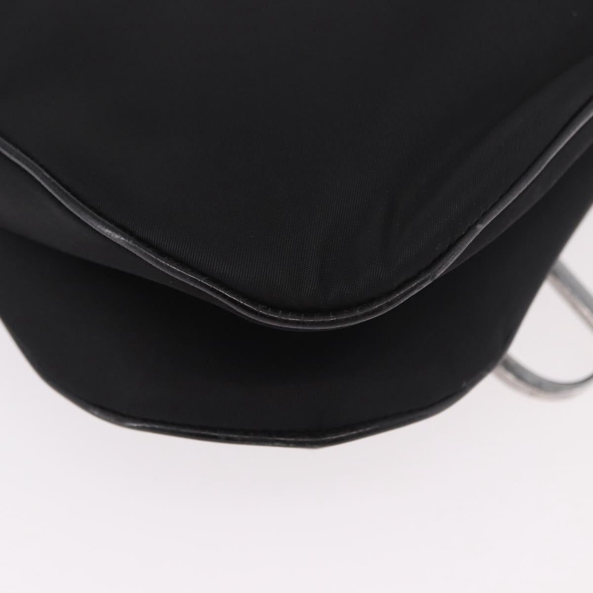 Christian Dior Saddle Shoulder Bag Nylon Black Silver Auth 186635A