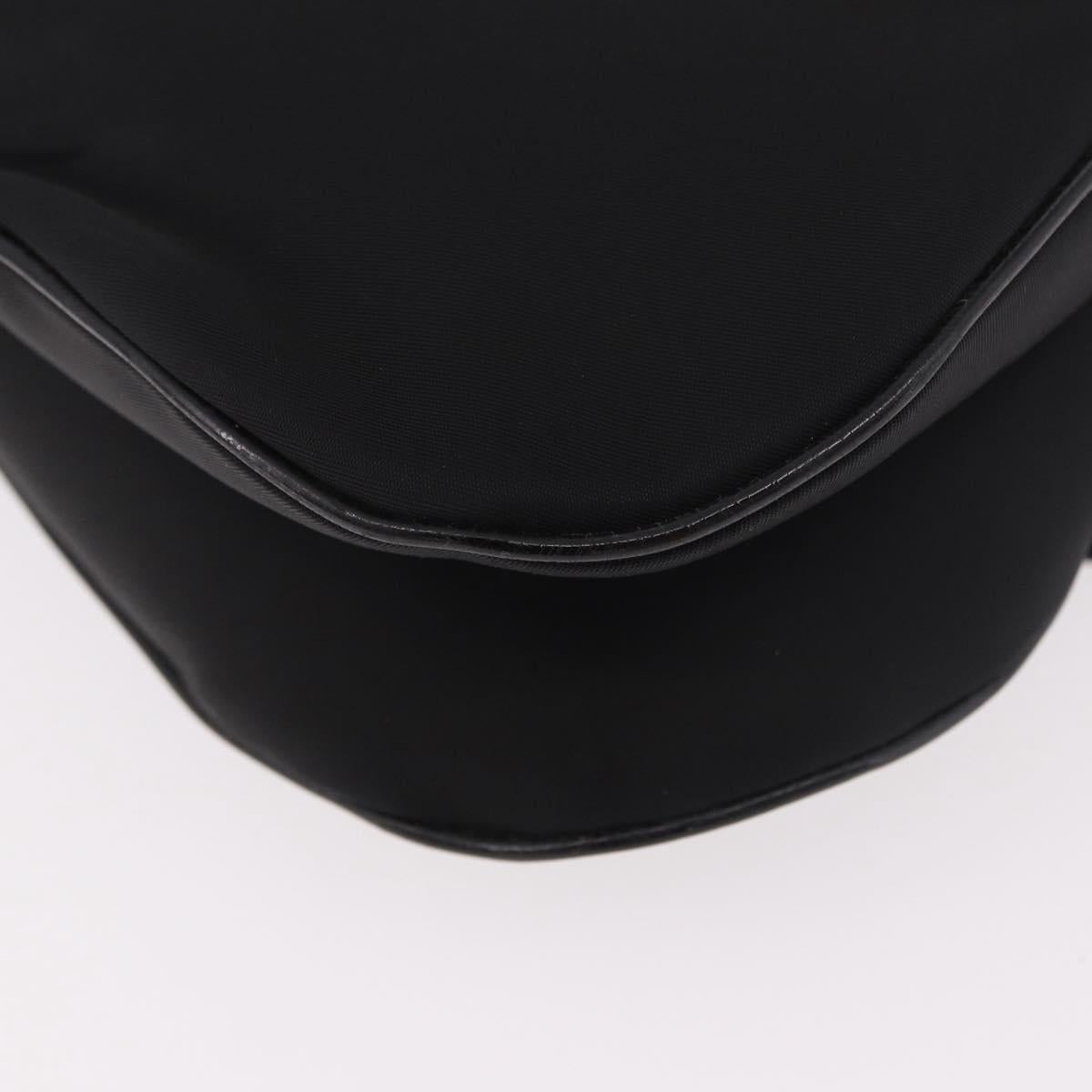 Christian Dior Saddle Shoulder Bag Nylon Black Silver Auth 186635A